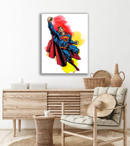 Superman Superhero's Watercolour Arts Print Premium Canvas Ready to Hang High Quality choose sizes
