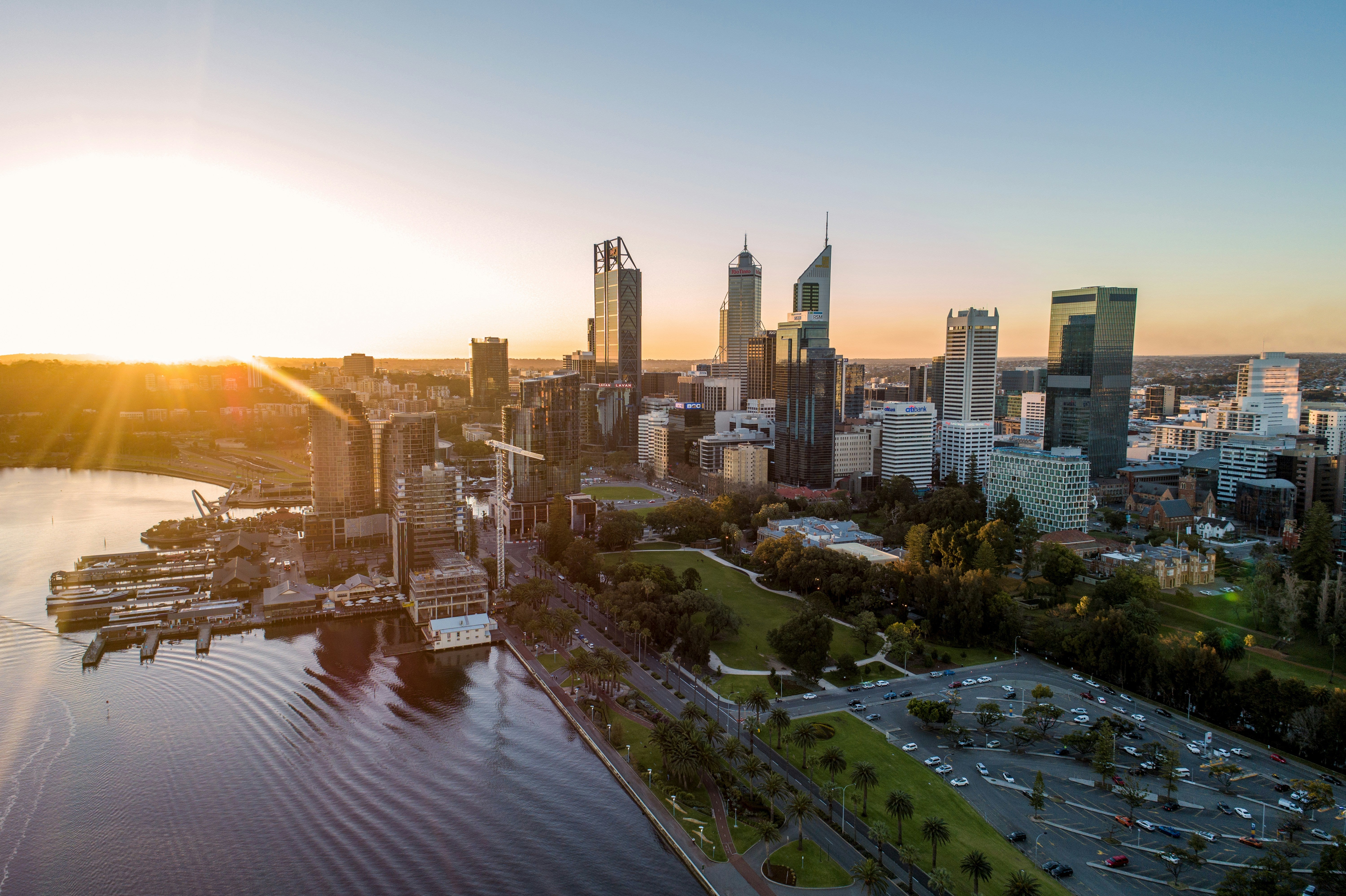 View Of Perth Perth by Sunset : Golden Light and Coastal City Views