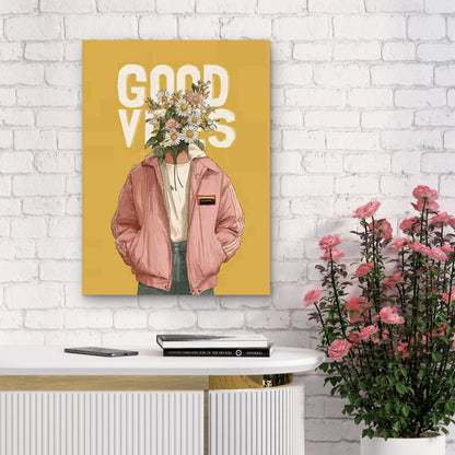 Good Vibes Retro Minimalist 60x90cm Metal Print Ready to Hang