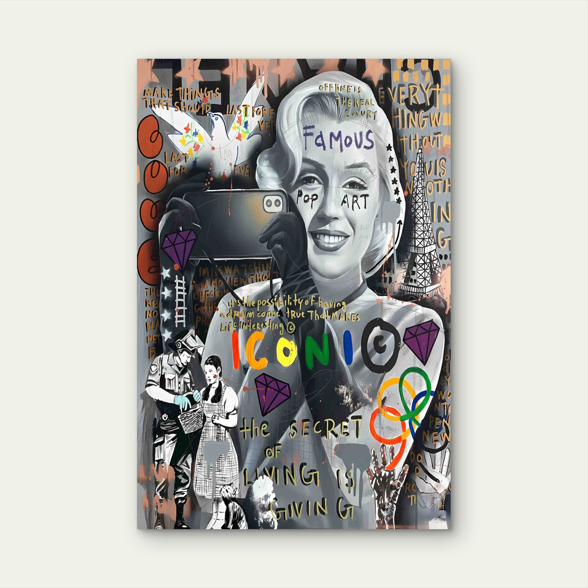 Retro Cinematic Pop Art Typography 60x90cm Metal Print Ready to Hang