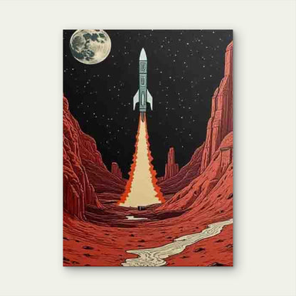 Rocket Launch Over Red Canyon 60x90cm Metal Print Ready to Hang