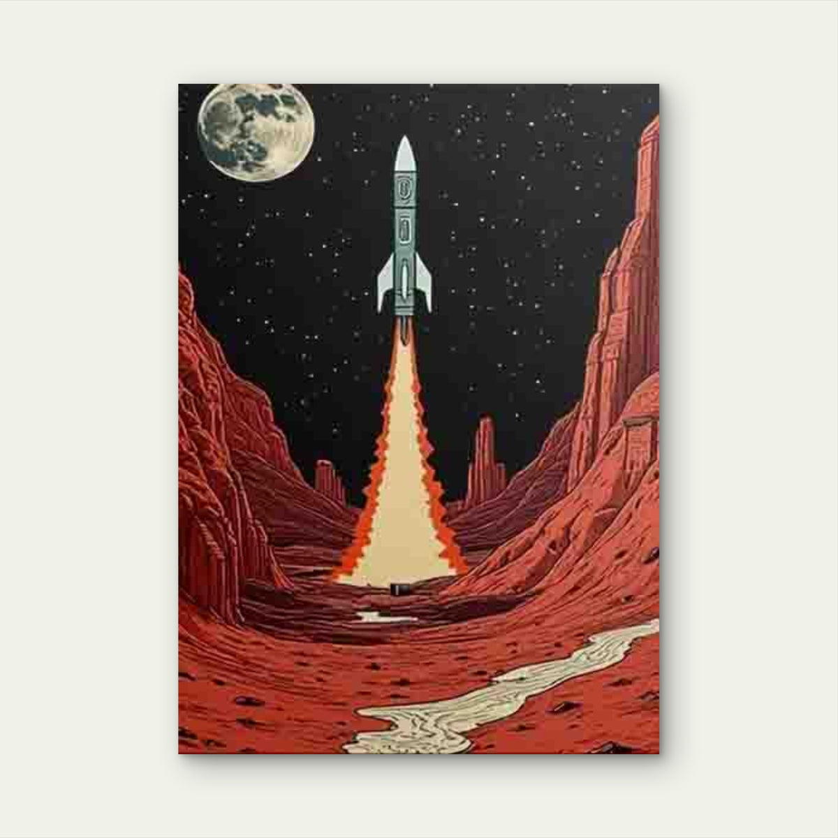 Rocket Launch Over Red Canyon Metal Print Ready to Hang