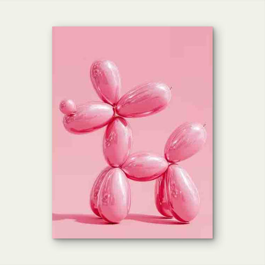 Pink Minimalist Balloon Dog Metal Print Ready to Hang