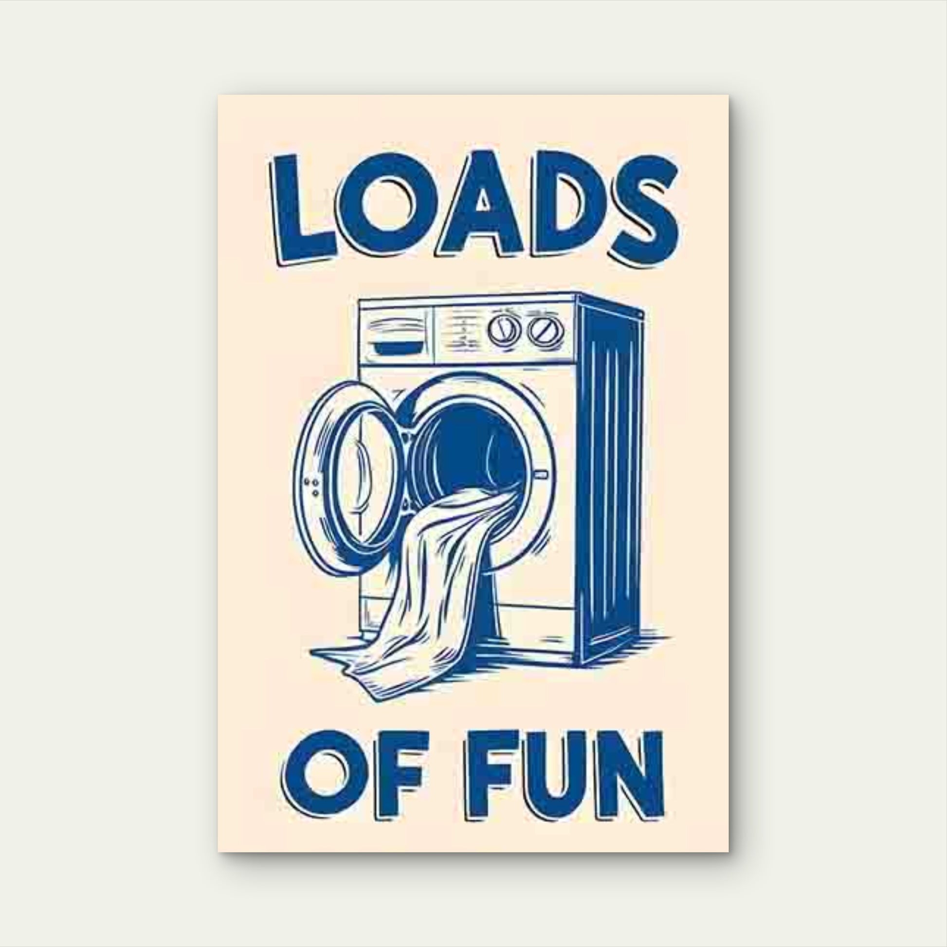 Washing Machine Outlined in Blue Lines 60x90cm Metal Print Ready to Hang - Bella Home Decor