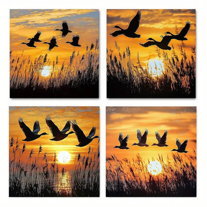 4pcs Moonlight reedWall Art Canvas Framed