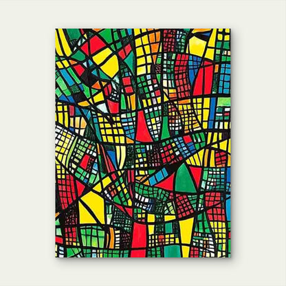 Abstract Geometric Color Splice Metal Print Ready to Hang
