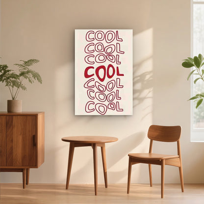 Red Handwritten Style COOL 60x90cm Metal Print Ready to Hang - Bella Home Decor