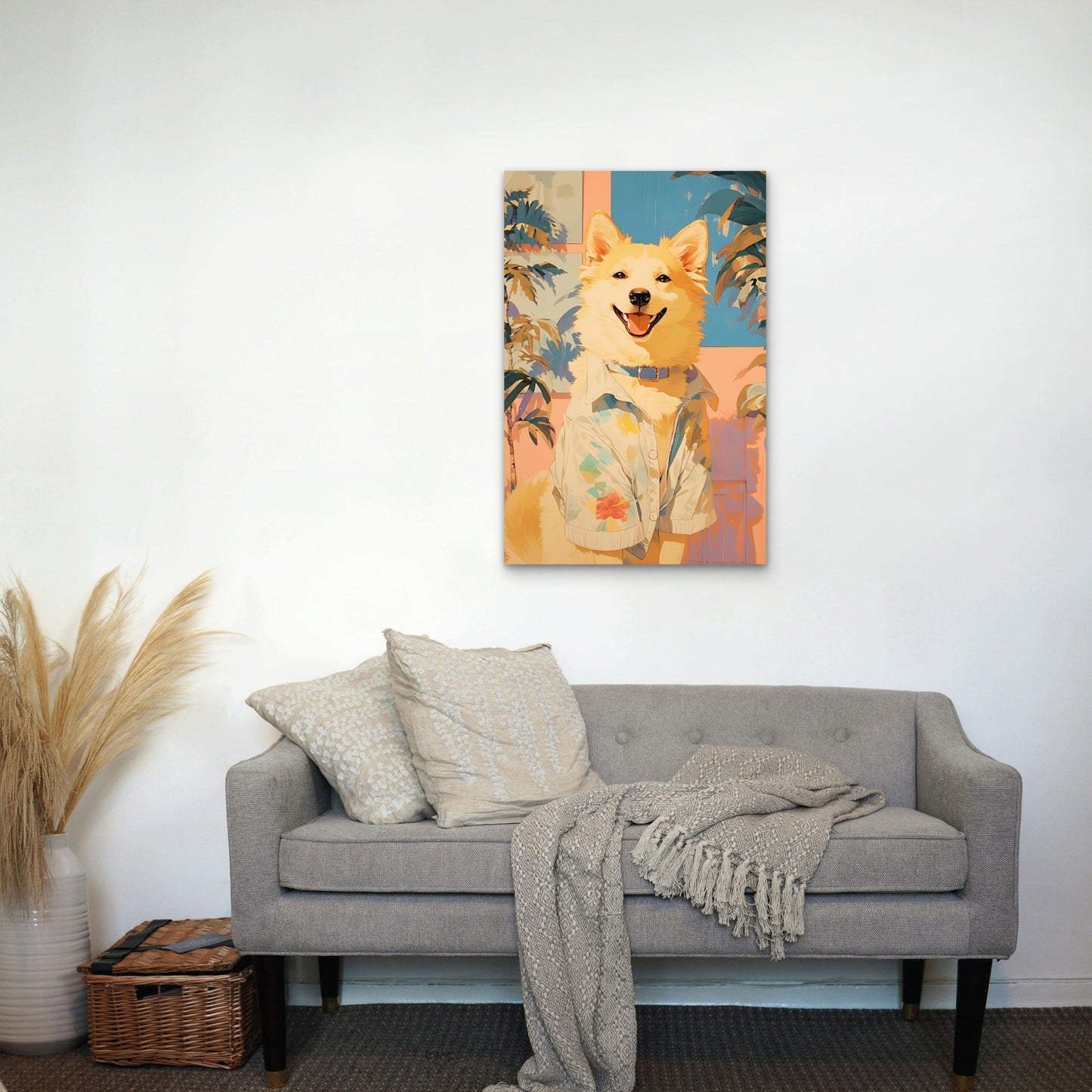 Portrait Cute Dog Anime Style 40x60cm Metal Print Ready to Hang