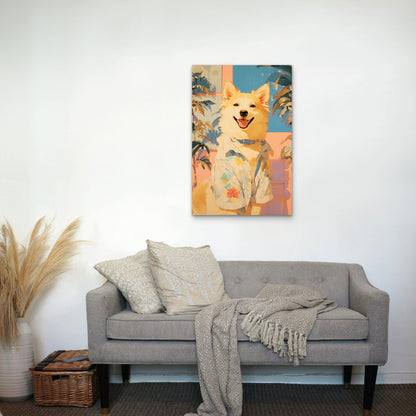 Portrait Cute Dog Anime Style 40x60cm Metal Print Ready to Hang