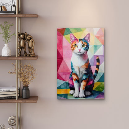 Minimalist Retro Abstract Cat 60x90cm Metal Print Ready to Hang