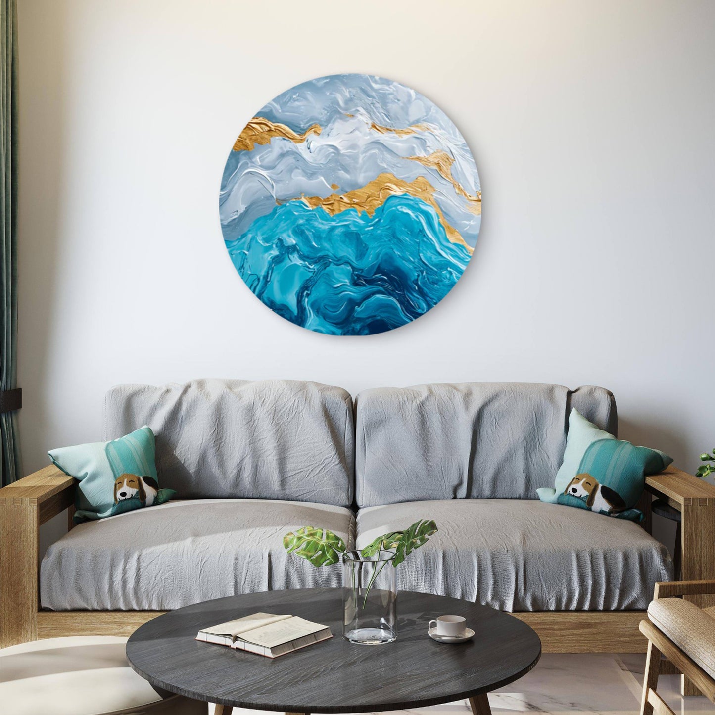 Blue Shaded Abstract Design  Acrylic Glass Rounded Print Tempered Glass Wall Art 100% Made in Australia Ready to Hang