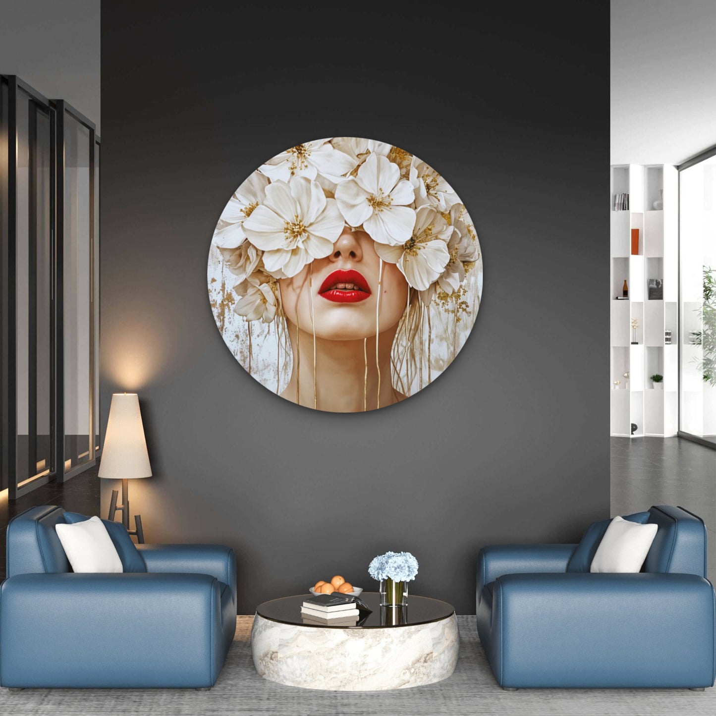 White Flower Blooming Woman Acrylic Glass Rounded Print Tempered Glass Wall Art 100% Made in Australia Ready to Hang
