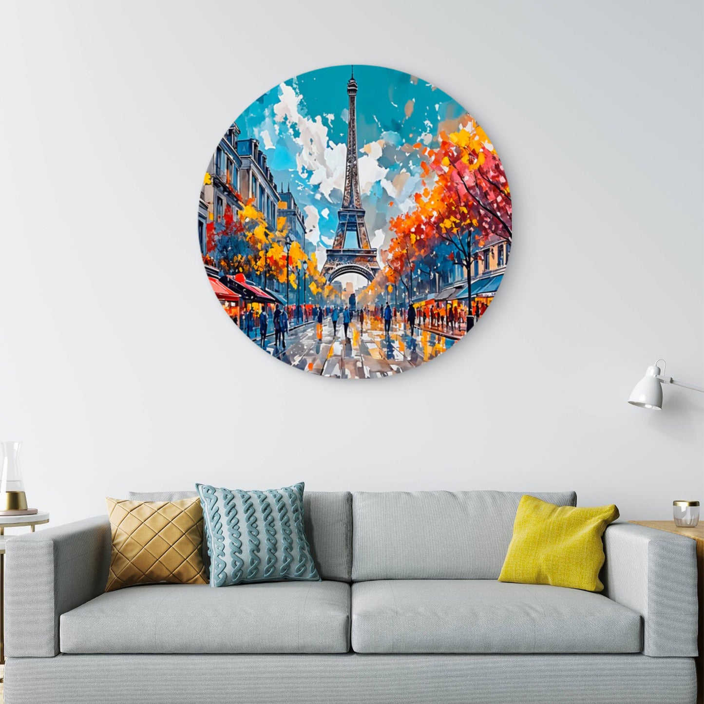 Eiffel Paris Street Painting Acrylic Glass Rounded Print Tempered Glass Wall Art 100% Made in Australia Ready to Hang