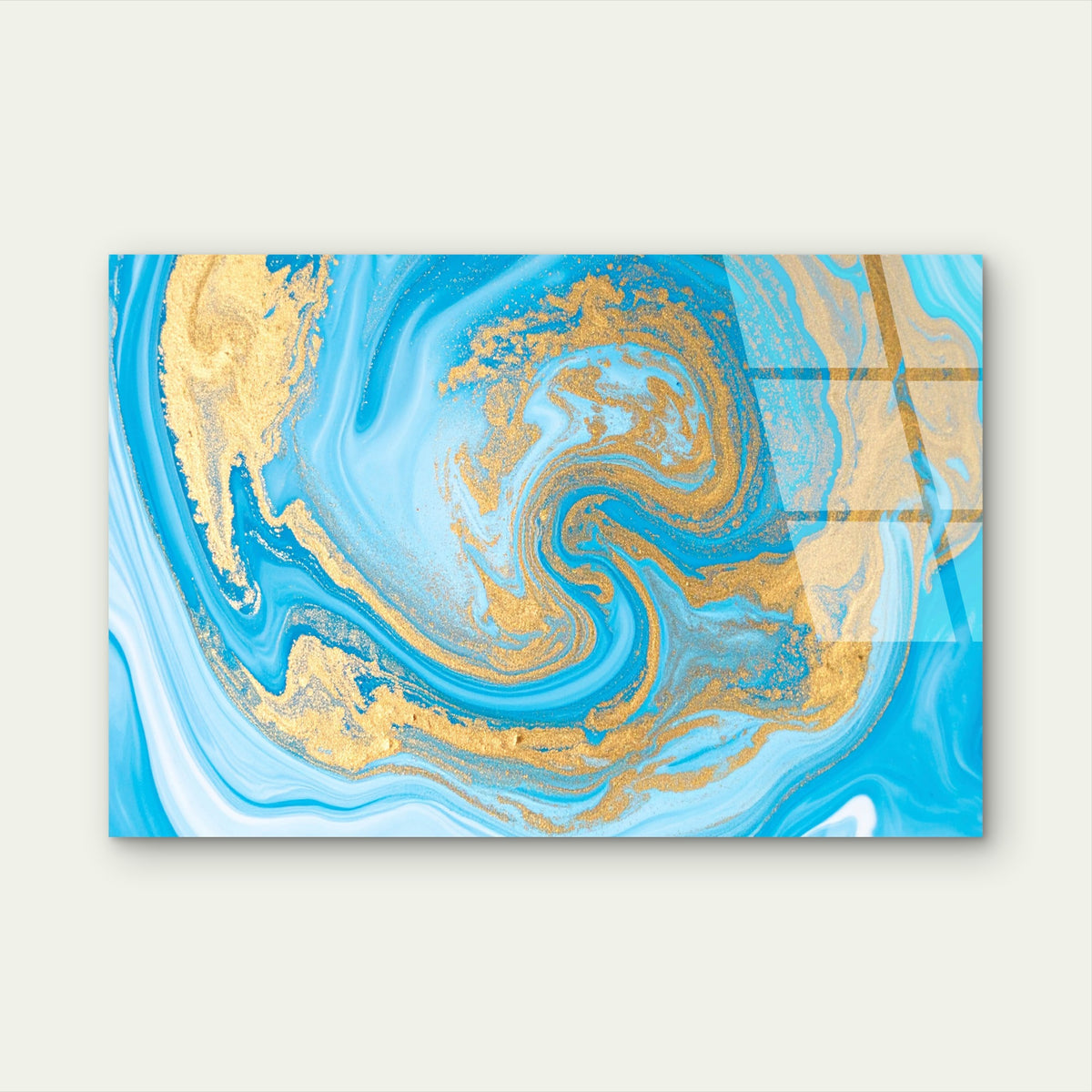 Abstract Turquoise Blue Fluid Alcohol Acrylic Glass Printing Wall Art Australian Made Quality