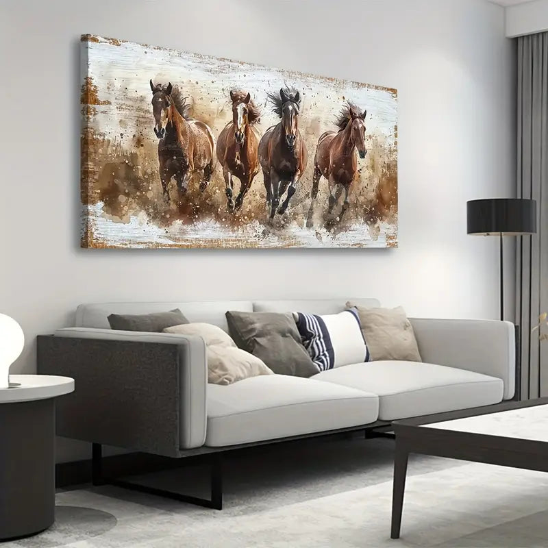 Brown Horse Pictures Animal Wall Art canvas office home room framed 120x60cm