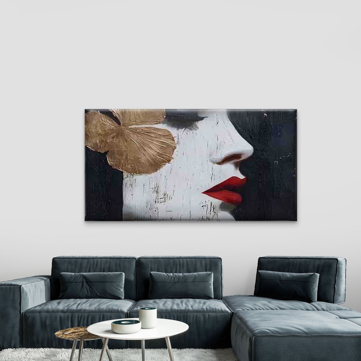 Woman's Side Profile Wall Art Canvas Office Home Room Framed 120x60cm