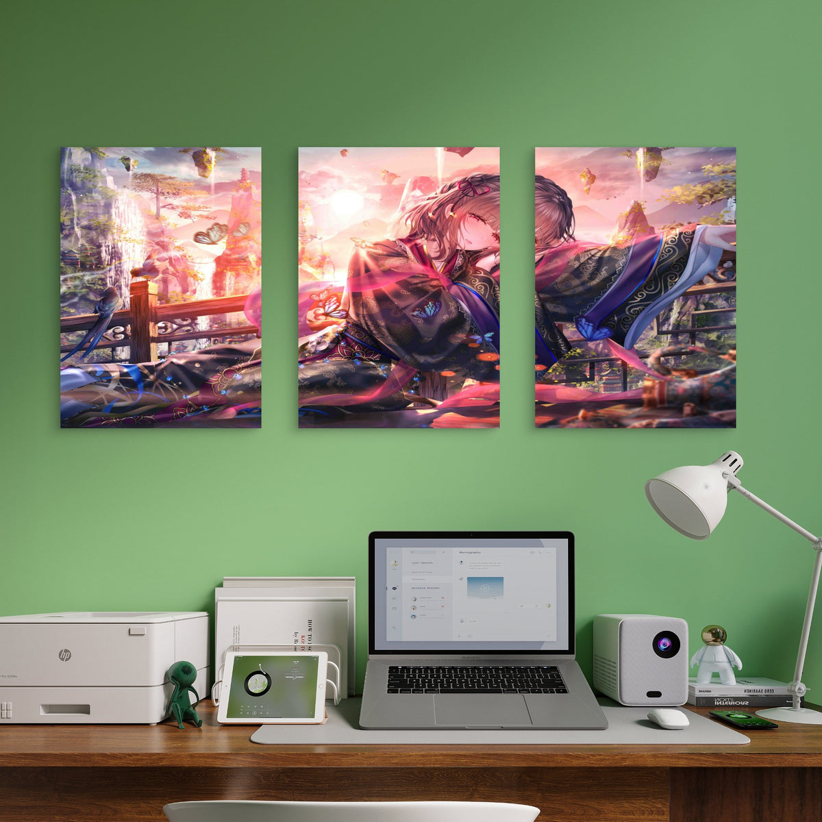 3pcs Ethereal Kimono Floating Mountain Metal Print Ready to Hang Art