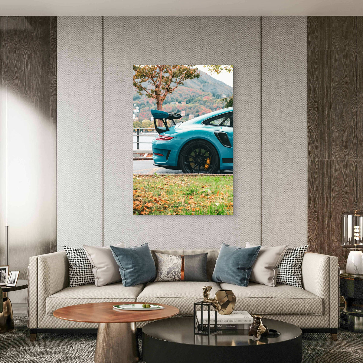 Miami Blue Porsche 991 GT3 RS 40x60cm Metal Print Ready to Hang