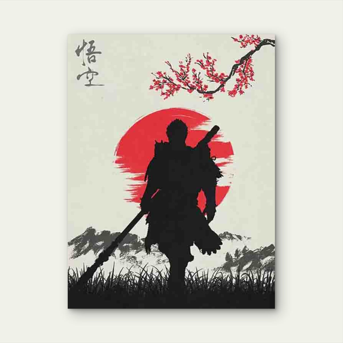 Japanese Samurai at Sunset 60x90cm Metal Print Ready to Hang