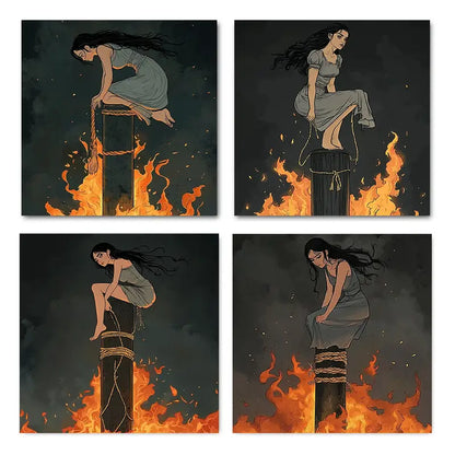 4pcs Her Arms Tie Room Decor Wall Art Canvas Framed