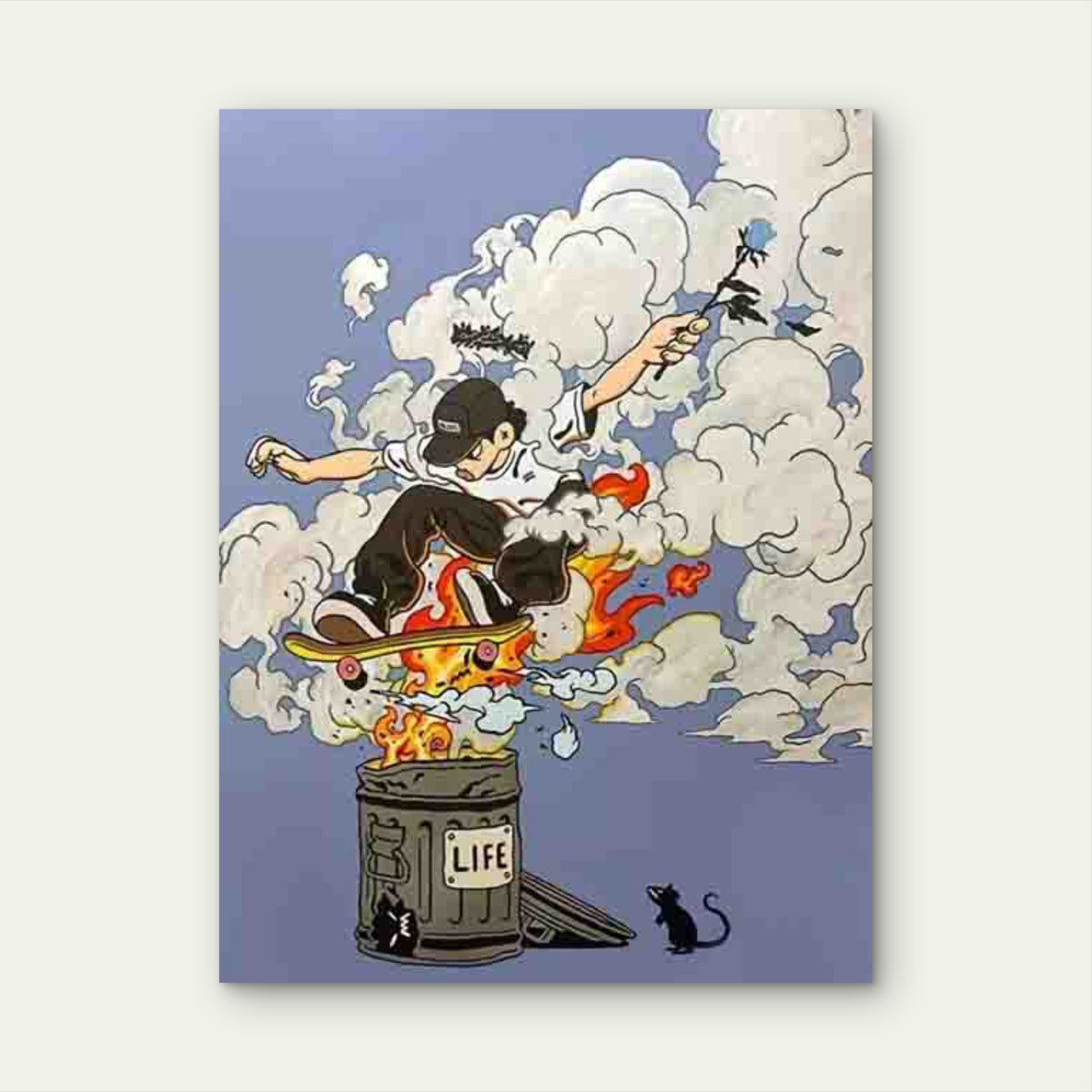 Surreal Skateboarding with Watery Elements Retro Metal Print Ready to Hang