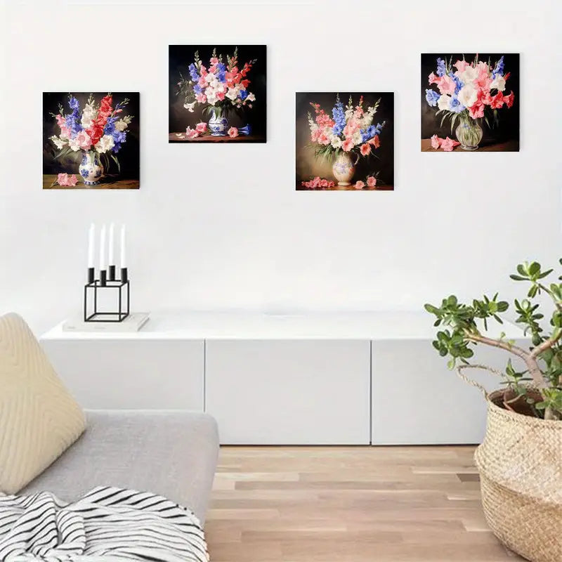 4pcs Vase Elegant Modern Home  MH  Wall Art Canvas Framed