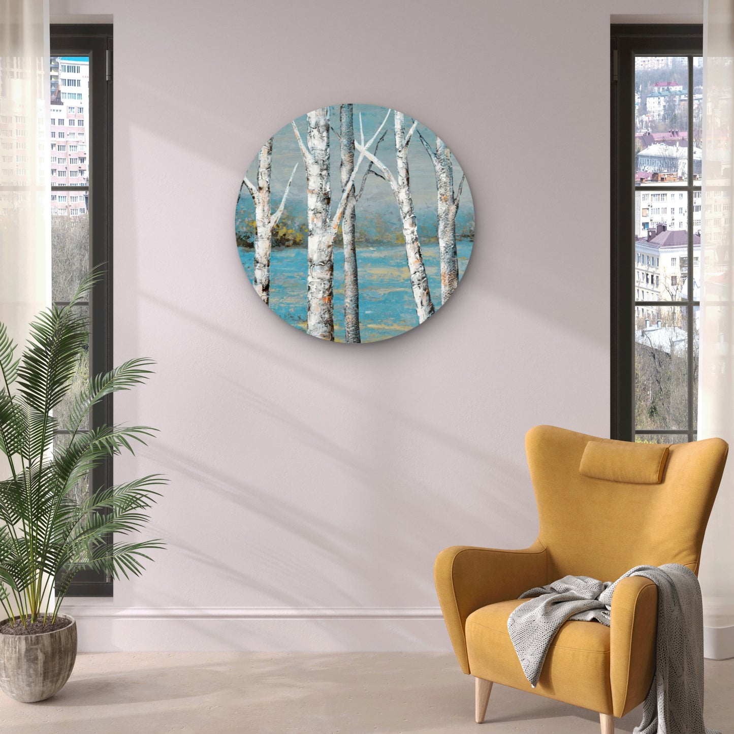 Stunning White Trees Reflecting on Lake Acrylic Glass Rounded Print Tempered Glass Wall Art 100% Made in Australia Ready to Hang