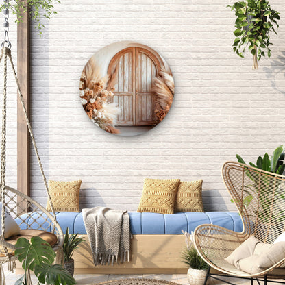 Neutral Colored Door Front Glod Flowers Acrylic Glass Rounded Print Tempered Glass Wall Art 100% Made in Australia Ready to Hang