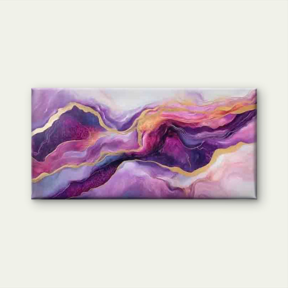 Abstract Purple, Blue & Yellow Wall Art Canvas Office Home Room Framed 120x60cm