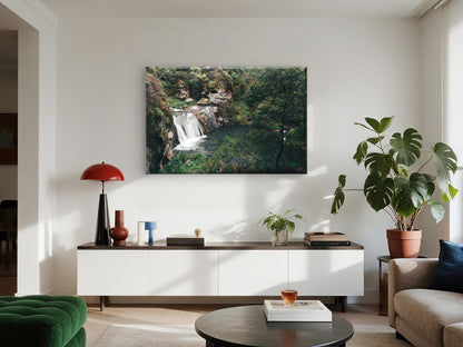 Waterfall in the Blue Lake near the Jenolan Caves in Blue Mountains, New South Wales (NSW), Australia Neutral Canvas Print Wall Art Decor 100% Australian Made