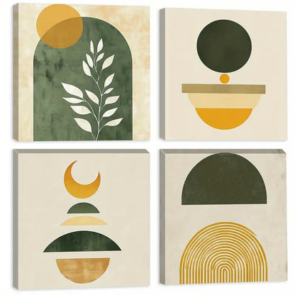 4pcs  Olive Branches Square Wall Art Canvas Framed