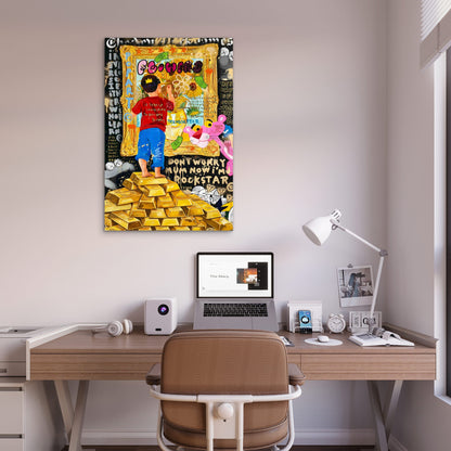 Rebellious Wealth Typography Mixed Media 60x90cm Metal Print Ready to Hang