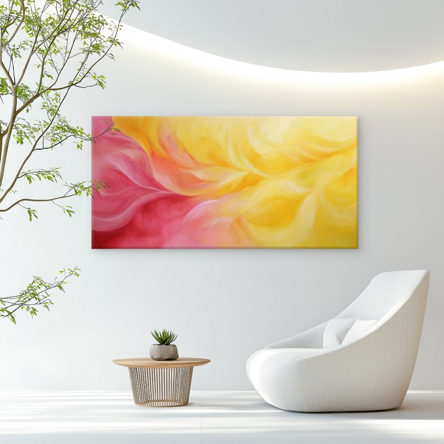 Pink & Yellow Splash Design Wall Art Canvas Office Home Room Framed 120x60cm