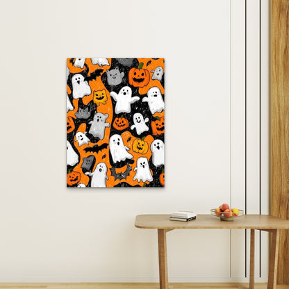 Spooky Ghosts, Bats, Pumpkins & Black Cats Metal 40x60cm Print Ready to Hang