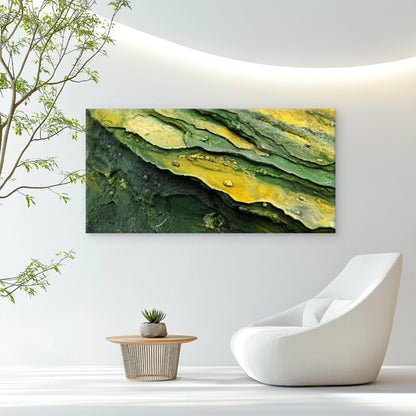 Green & Yellow Textured Design Wall Art Canvas Office Home Room Framed 120x60cm