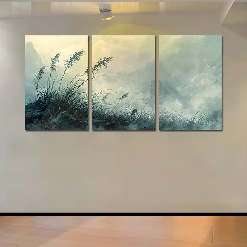 3pcs Abstract Grass Landscape Wall Art Set Canvas Framed 50x70cm - High Quality Print 100% Australian Made Wall Canvas Ready to Hang