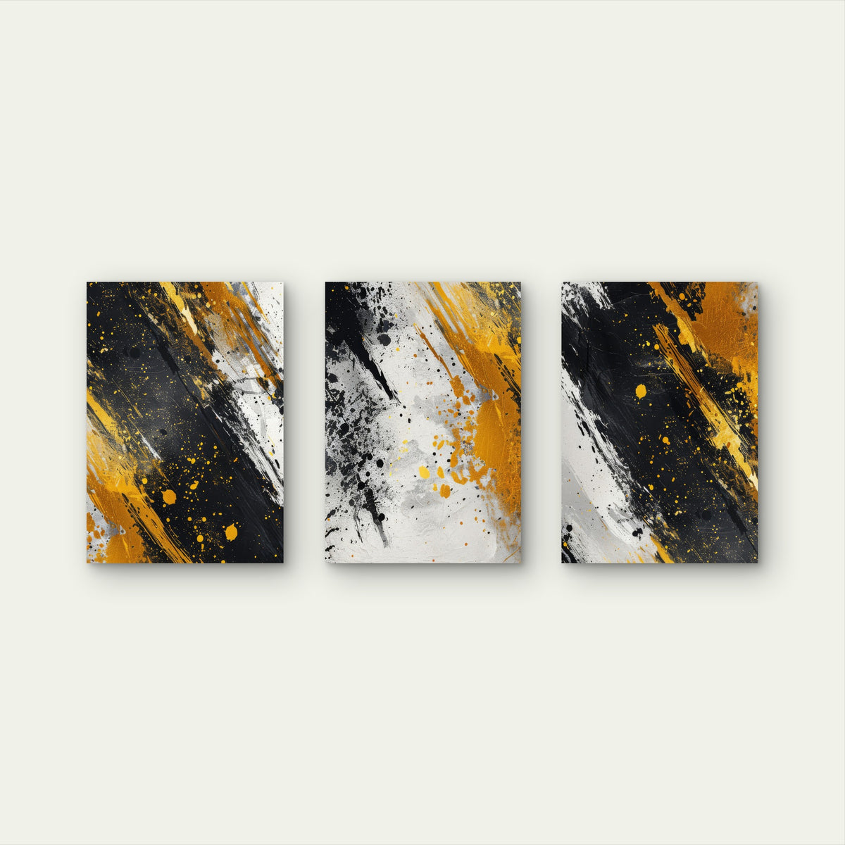 3pcs Modern Luxury Black Gold Splash Abstract Wall Art Set Canvas Framed 50x70cm - High Quality Print 100% Australian Made Wall Canvas Ready to Hang