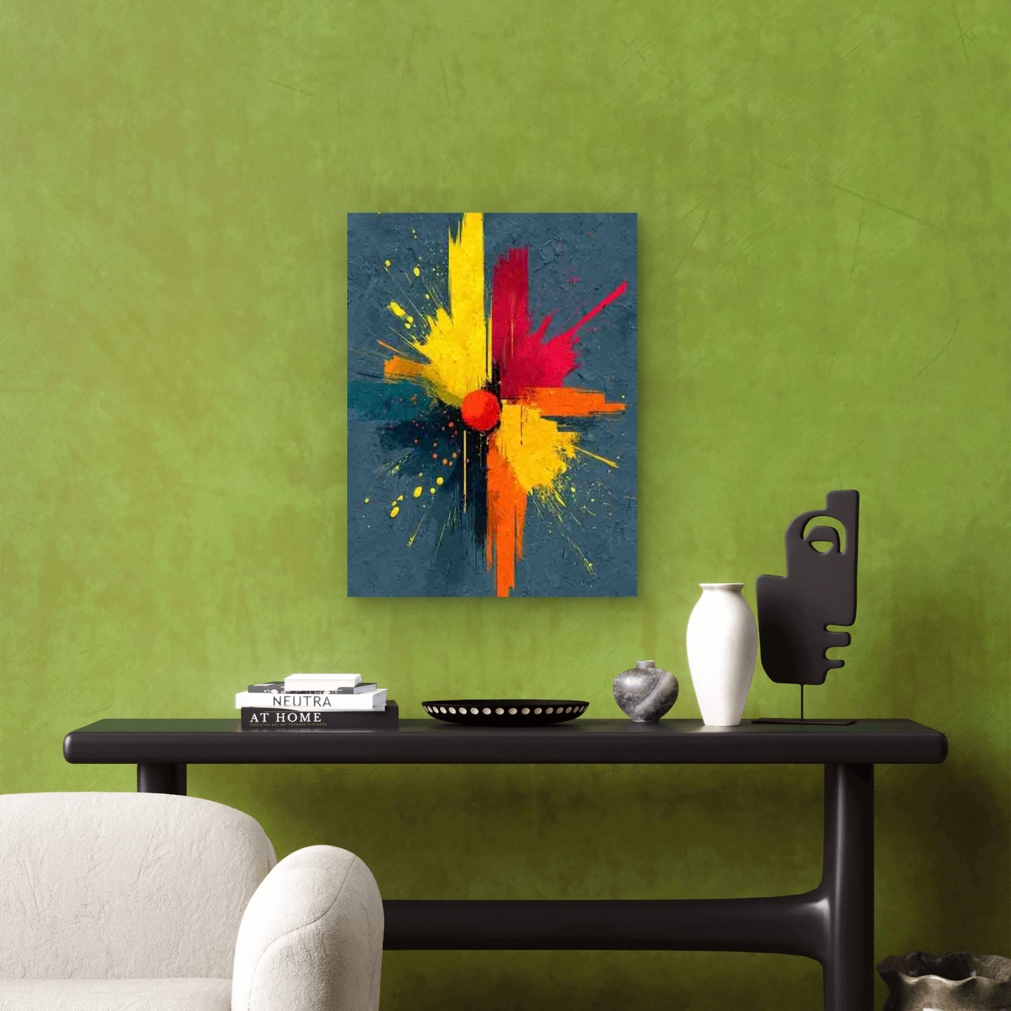 Abstract Paintbrush Splash Design Metal Print Ready to Hang