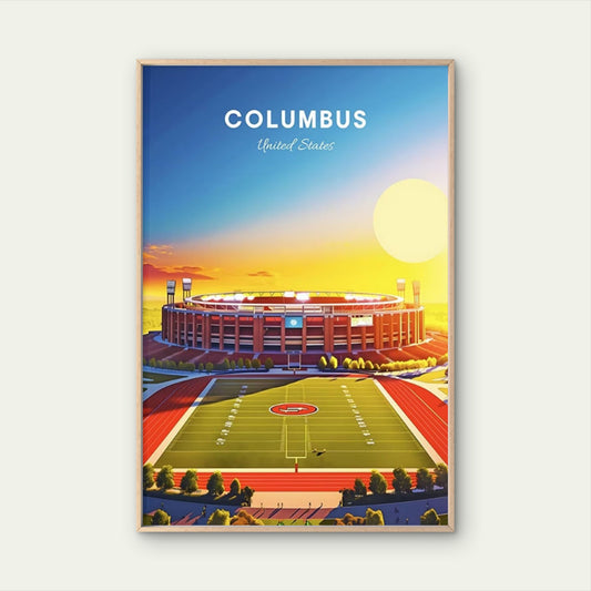 A Spacious Football Stadium in Columbus Travel Poster Print Wall Art