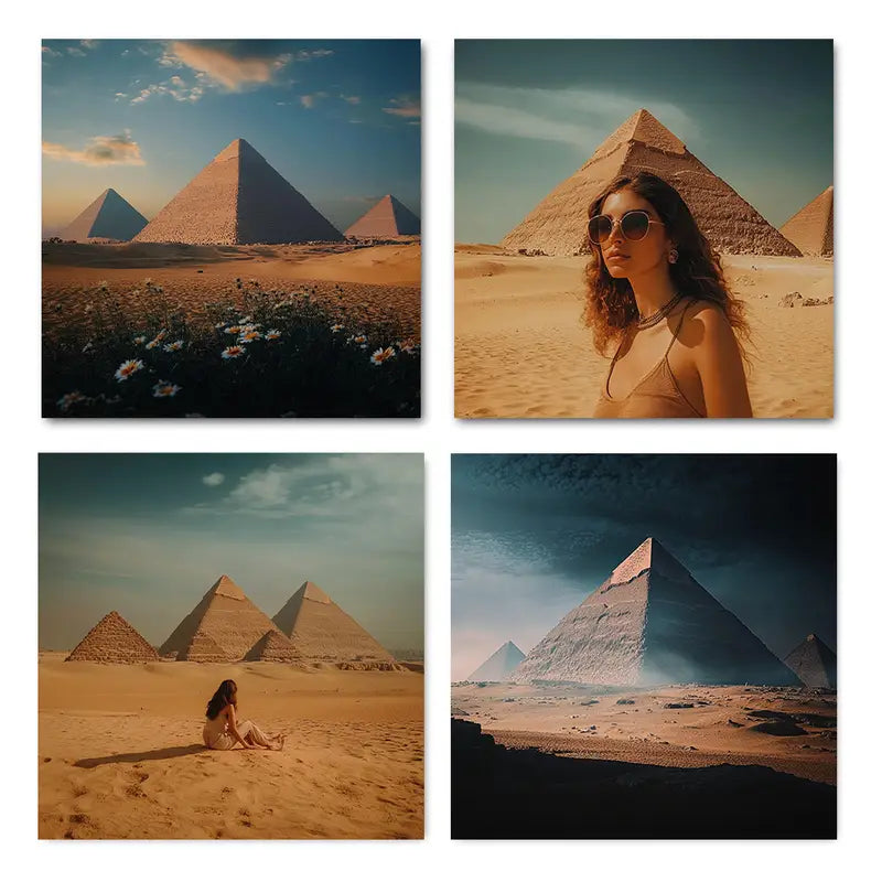 4pcs Pyramids of Giz Suitable Wall Art Canvas Framed