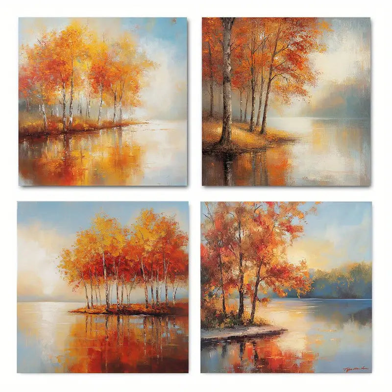 4pcs Autumn Splendor Canvas Art Prints Wall Art Canvas Framed