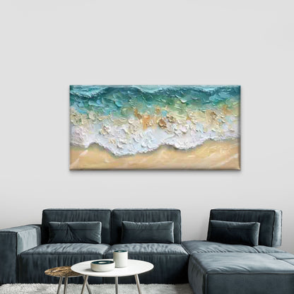 Abstract Depiction of Ocean Wav Wall Art Canvas Office Home Room Framed 120x60cm