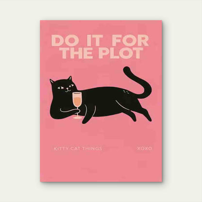Chic Cat Artwork Modern Retro 40x60cm Metal Print Ready to Hang