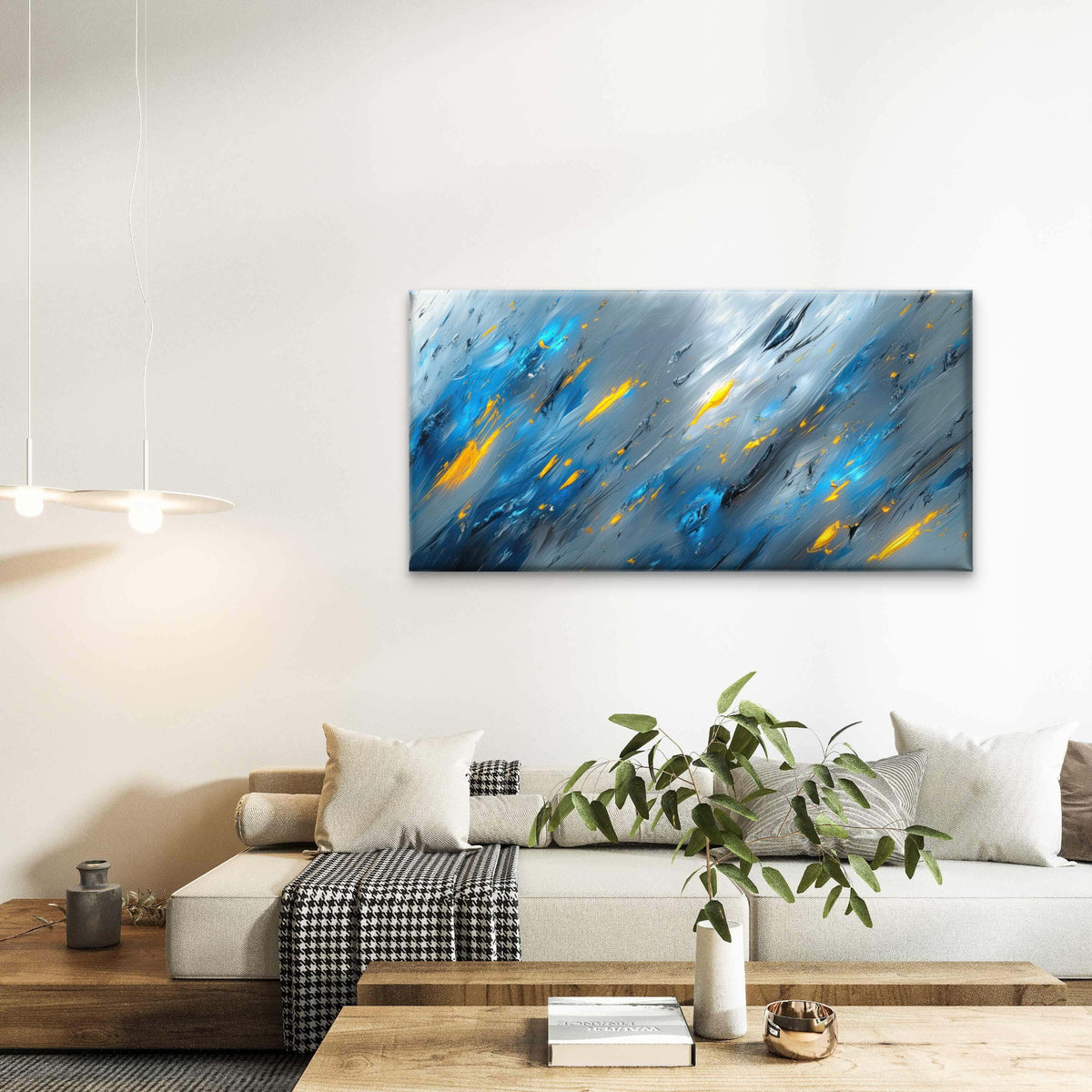 Aqueous Motion In Slate Wall Art Canvas Office Home Room Framed 120x60cm