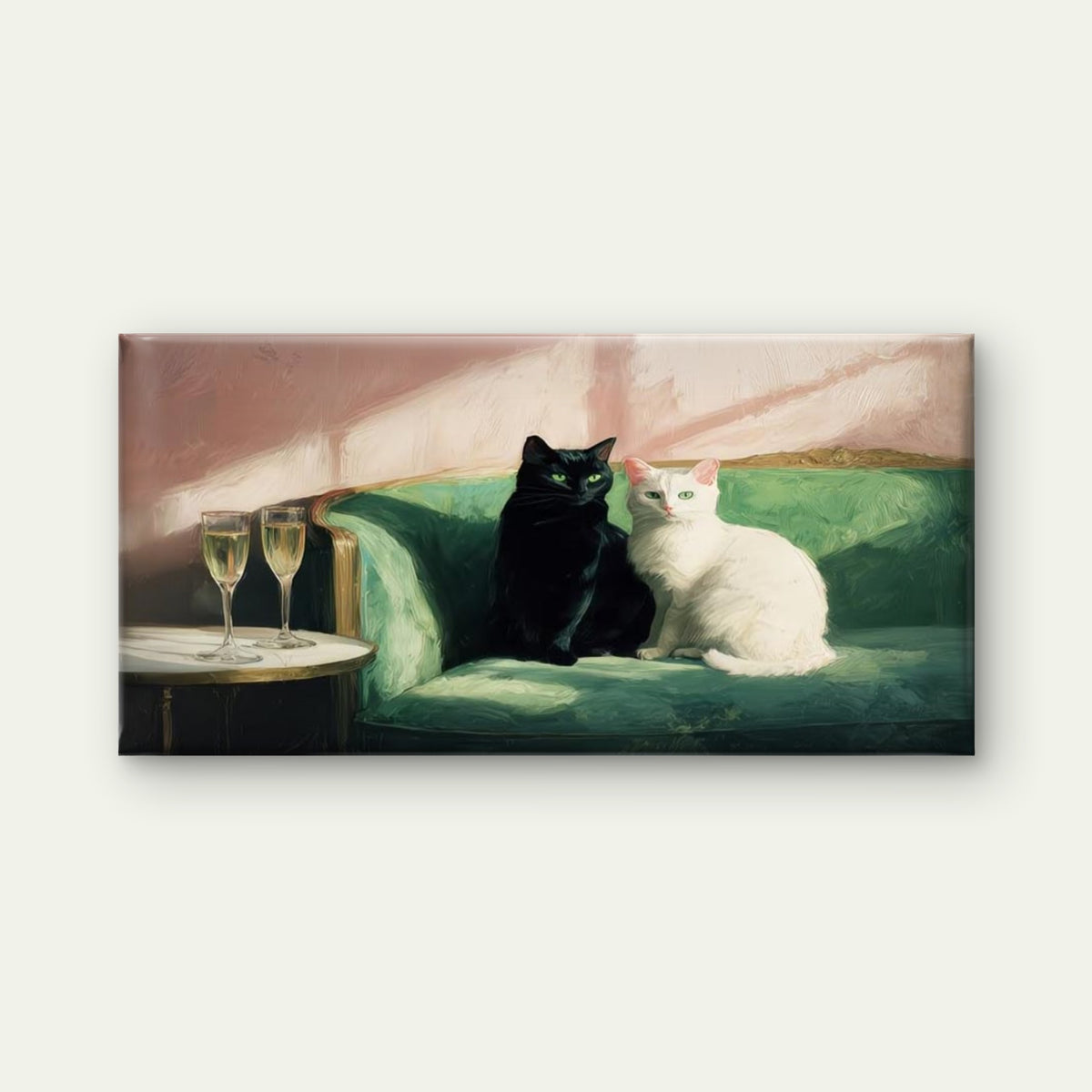 Black & White Cats Wall Art Canvas Office Home Room Framed 120x60cm