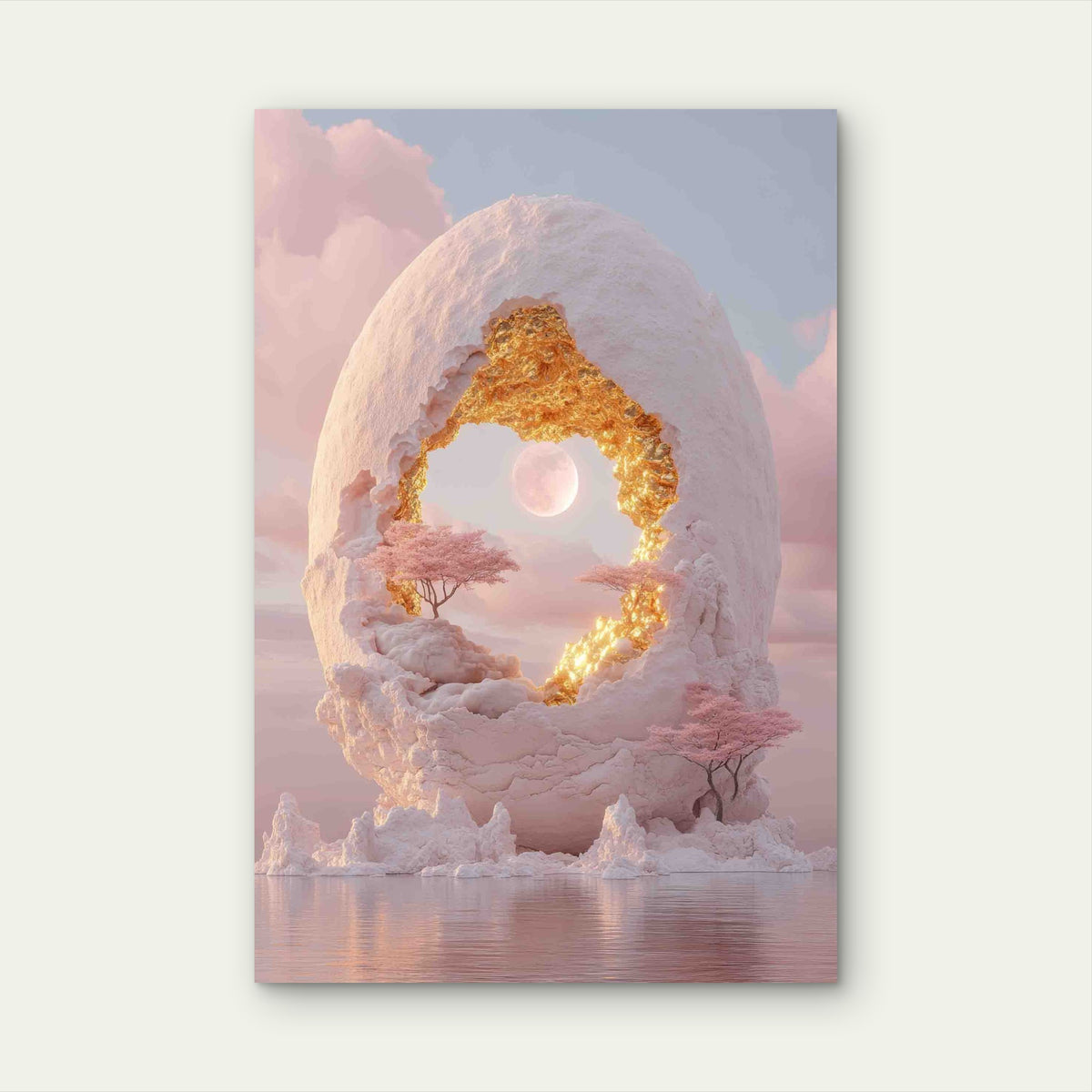 Floating Landscape With Drifting Earth Chunks 40x60cm Metal Print Ready to Hang