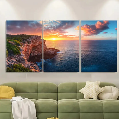 3pcs Kangaroo Island Sunset Coastal Australia Wall Art Set Canvas Framed 60x90cm - High Quality Print 100% Australian Made Wall Canvas Ready to Hang