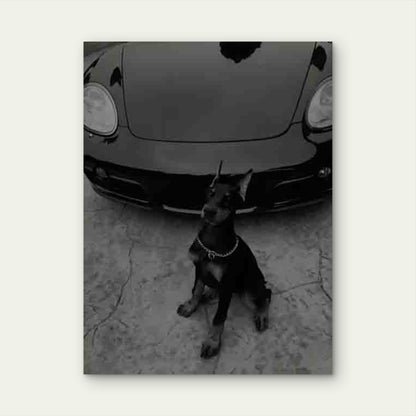 Doberman & Luxury Car Metal Print Ready to Hang