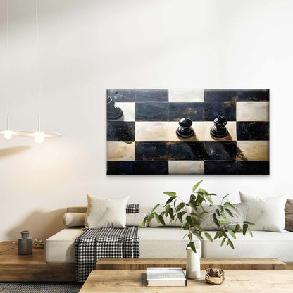 Black and White Chessboard Wall Art Canvas Office Home Room Framed 120x60cm