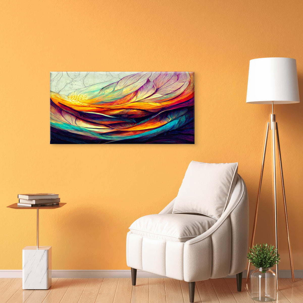 Rainbow Color Wave Pattern Wall Art Canvas Office Home Room Framed 120x60cm